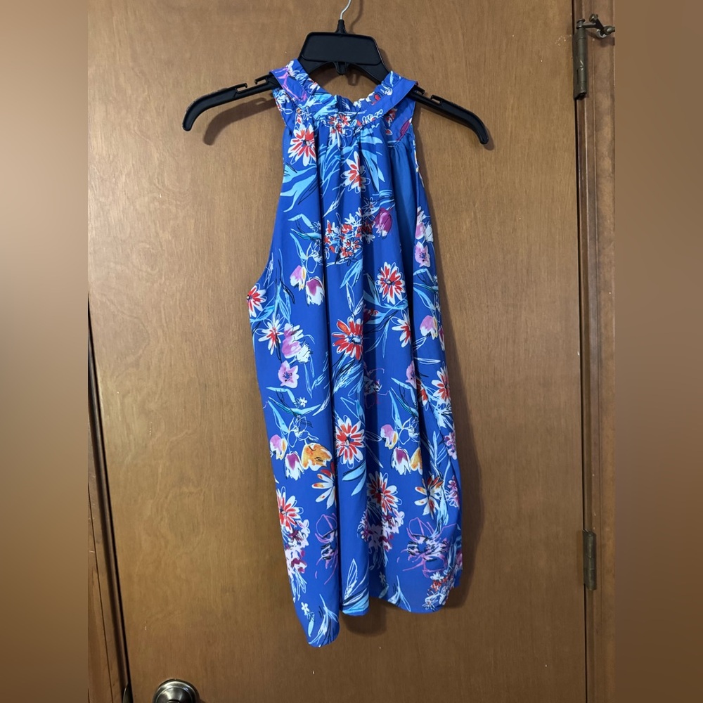 Floral Halter Top in Blue and Pink